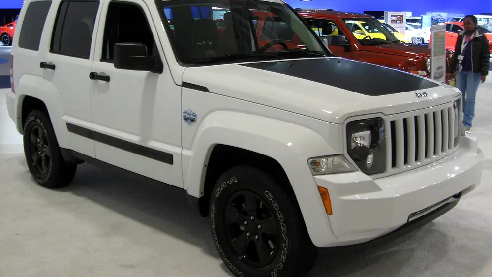 A 2012 Jeep Liberty seen from the front