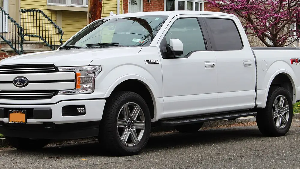 A white 2018 Ford F-150 seen from the front