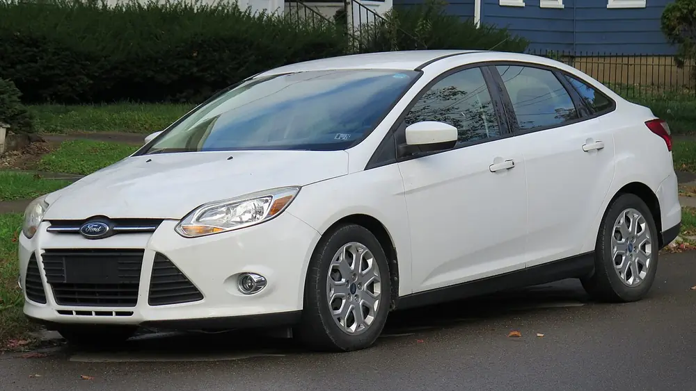 A white 2012 Ford Focus seen from the front