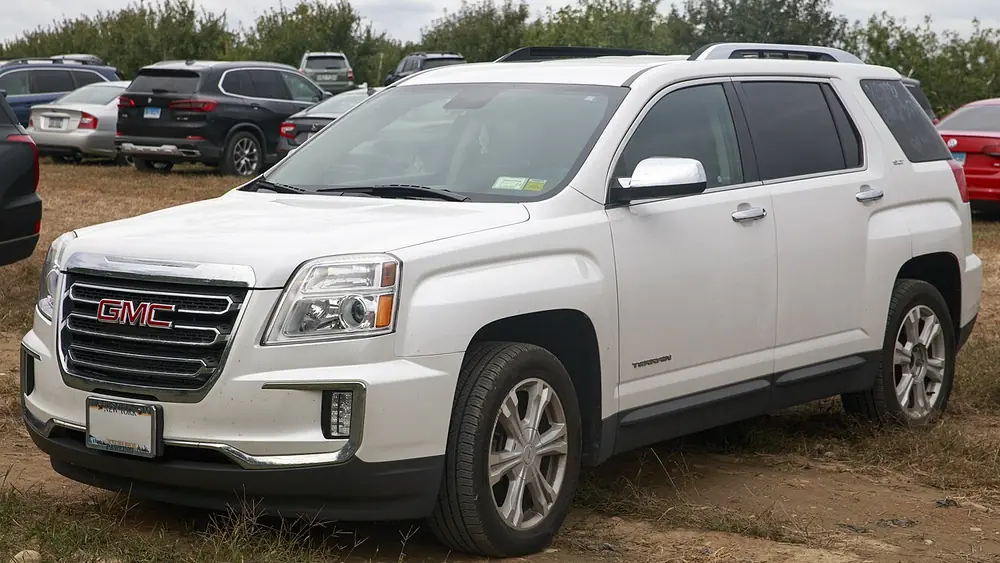 A white 2017 GMC Terrain seen from the front