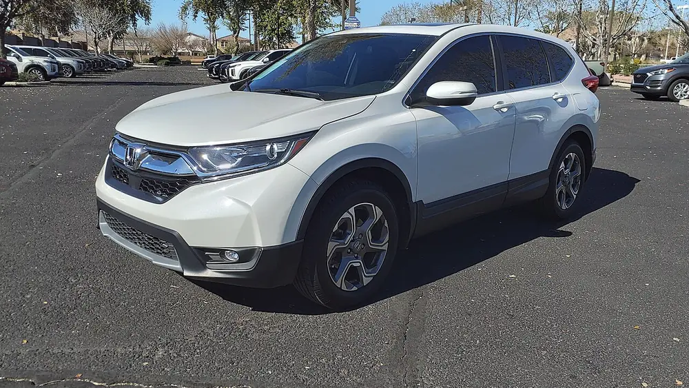 A white 2019 Honda CR-V seen from the front
