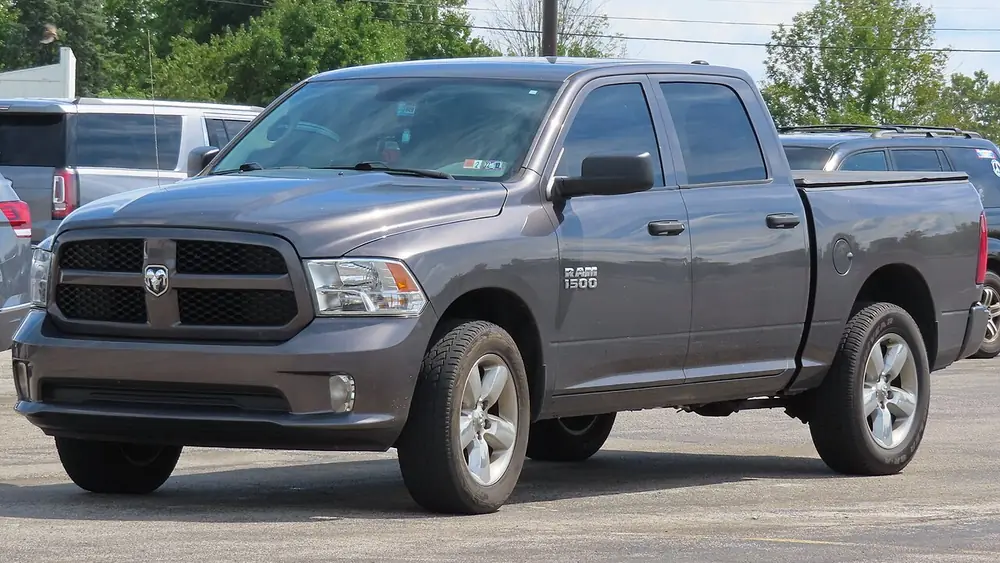 A grey 2017 Ram 1500 seen from the front