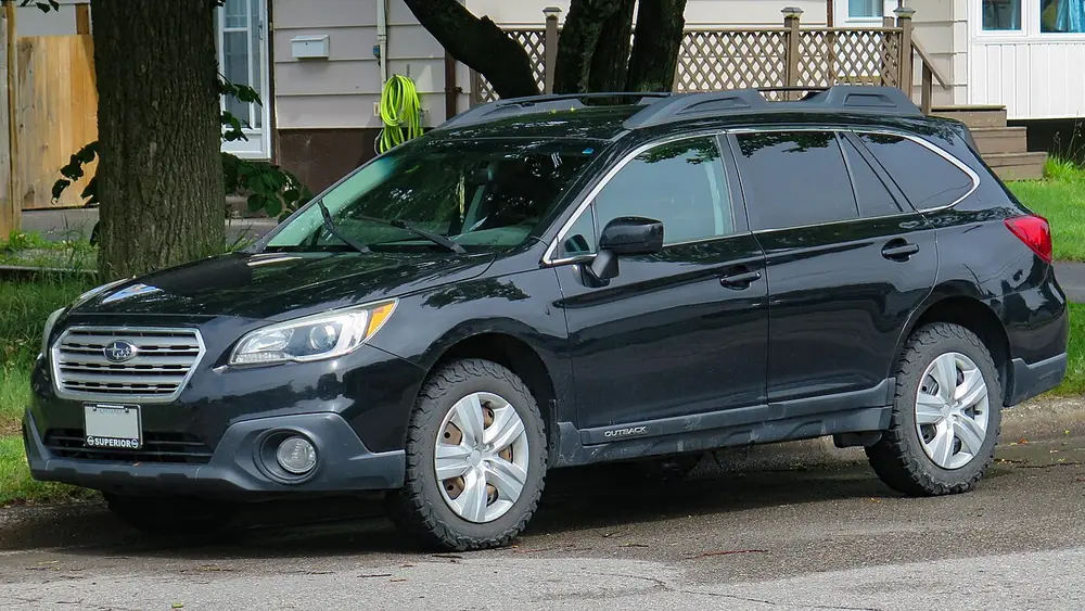 A black 2016 Subaru Outback seen from the front
