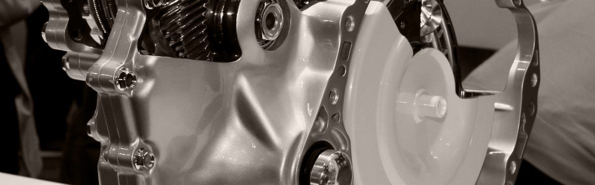 A CVT transmission unit opened up