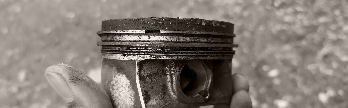 A piston with its rings, removed from an engine