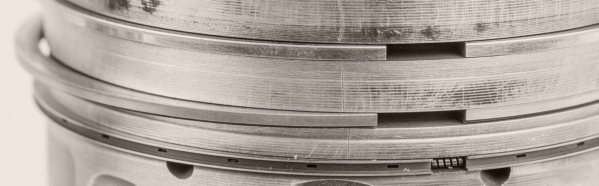 A piston showing its ring grooves