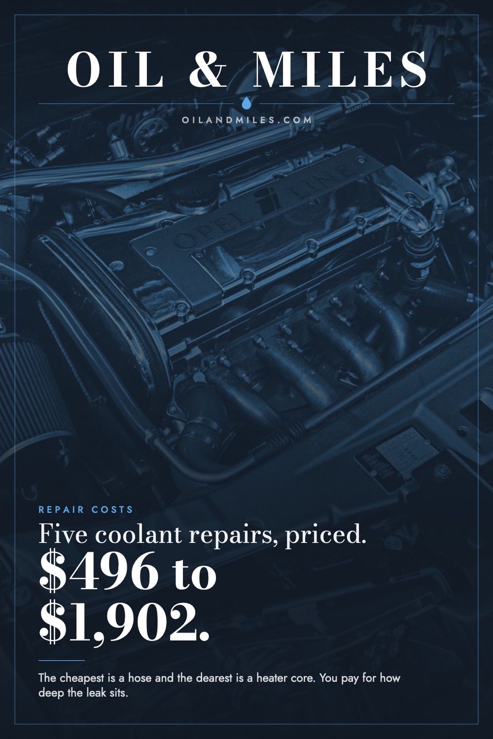 Coolant Leak Repair Cost: $496 to $1,902, by Leak Point